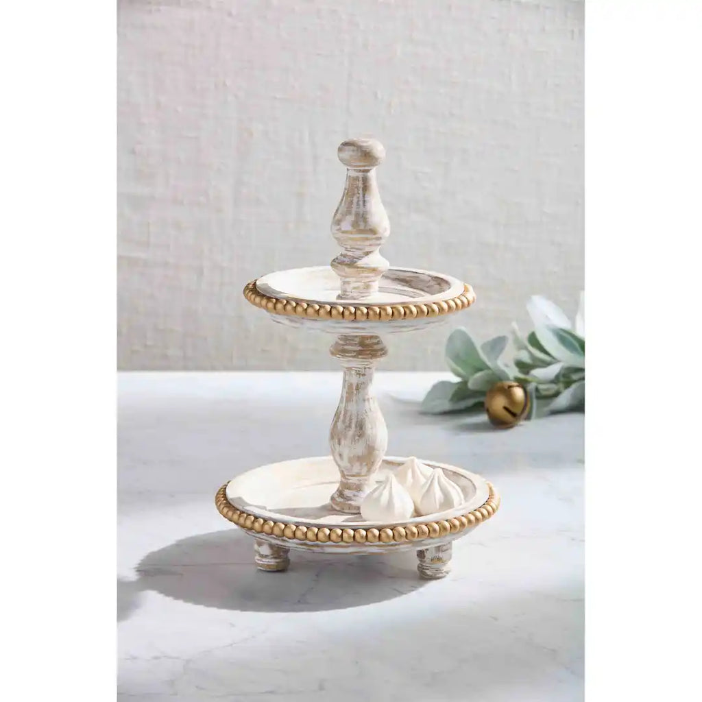 Mud Pie Mini Gold Bead Tiered Server | Cornell's Country Store
