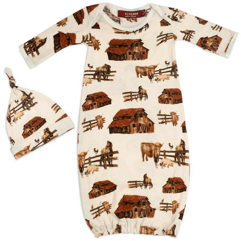 Milkbarn Homestead Newborn Gown & Hat Set | Cornell's Country Store