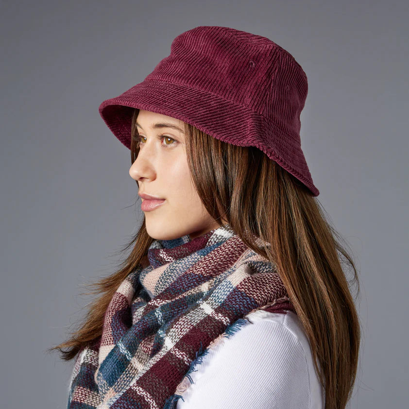 Corduroy Bucket Hat - Cranberry | Cornell's Country Store