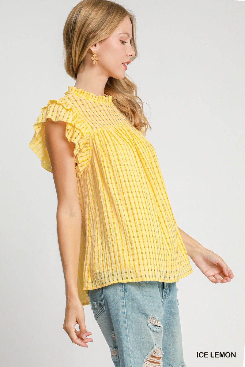 Checkered Seersucker Flutter Top | Cornell's Country Store