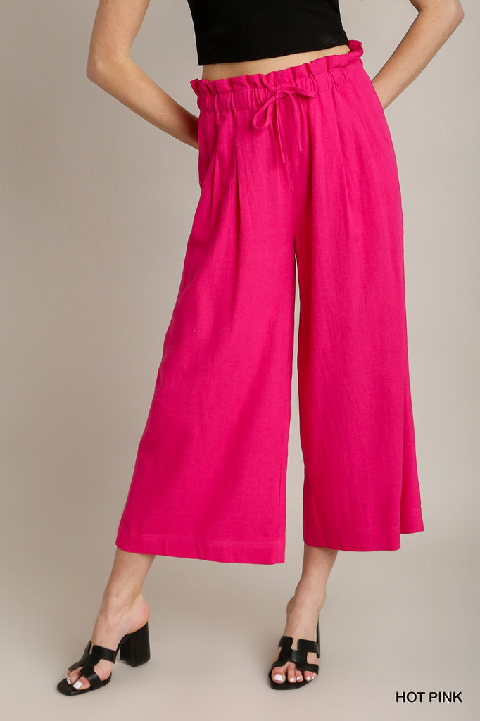 Hot Pink Linen Wide Leg Pants | Cornell's Country Store