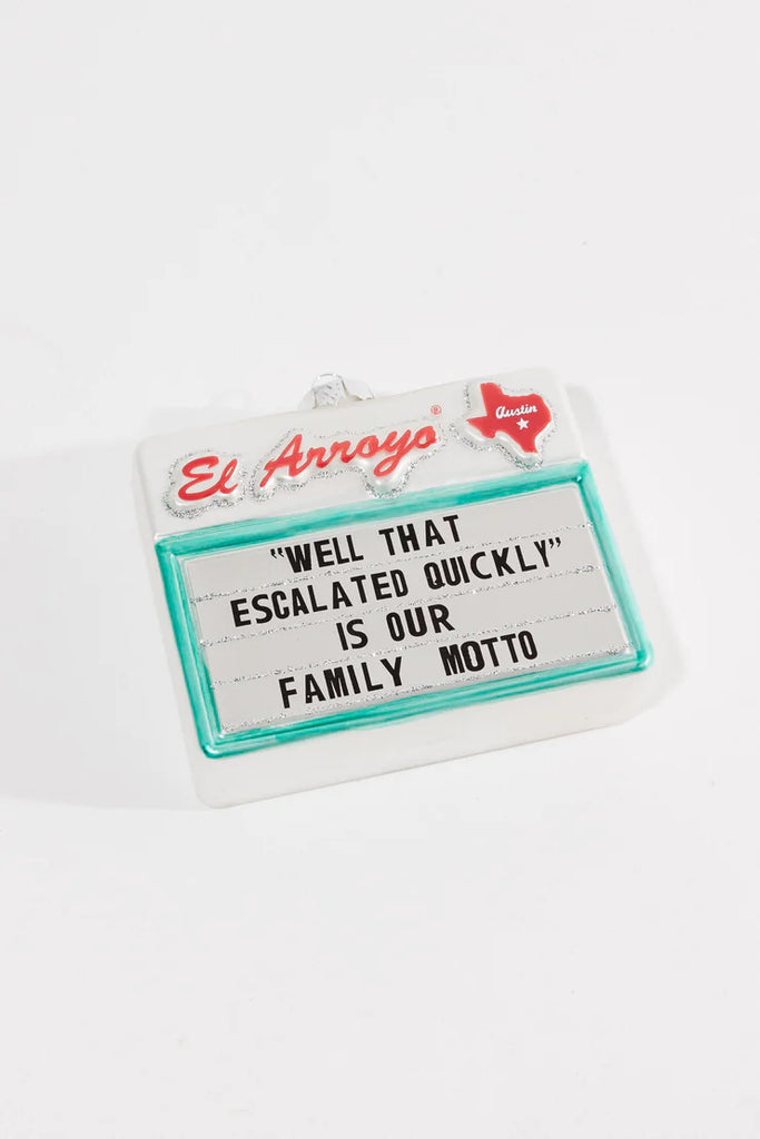 El Arroyo Ornament - Family Motto | Cornell's Country Store