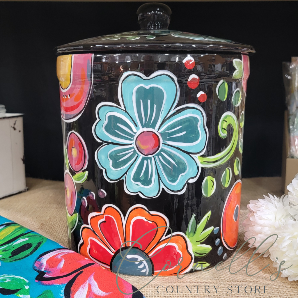 Black Floral Canister | Cornell's Country Store