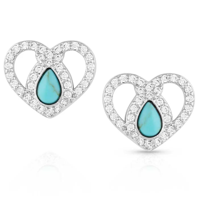 Angel Heart Crystal Turquoise Post Earrings | Cornell's Country Store