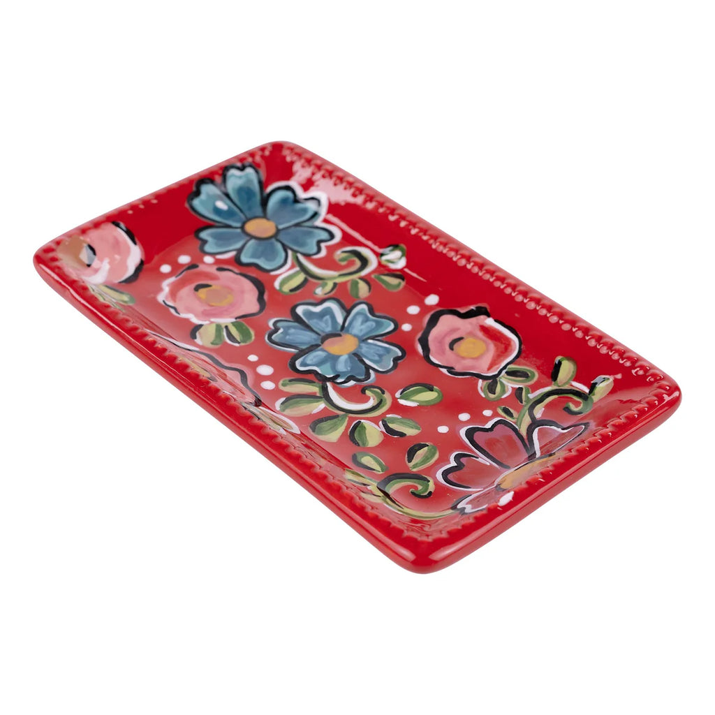 Red Floral Trinket Tray | Cornell's Country Store