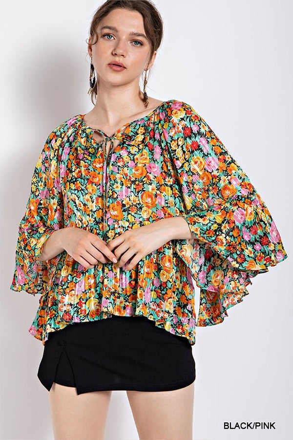 Floral Print Lurex Jacquard Top | Cornell's Country Store