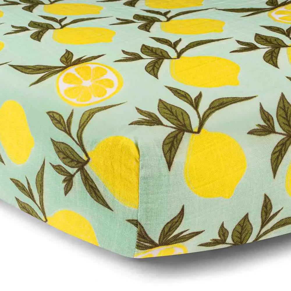 Milkbarn Lemon Cotton Muslin Crib Sheet | Cornell's Country Store