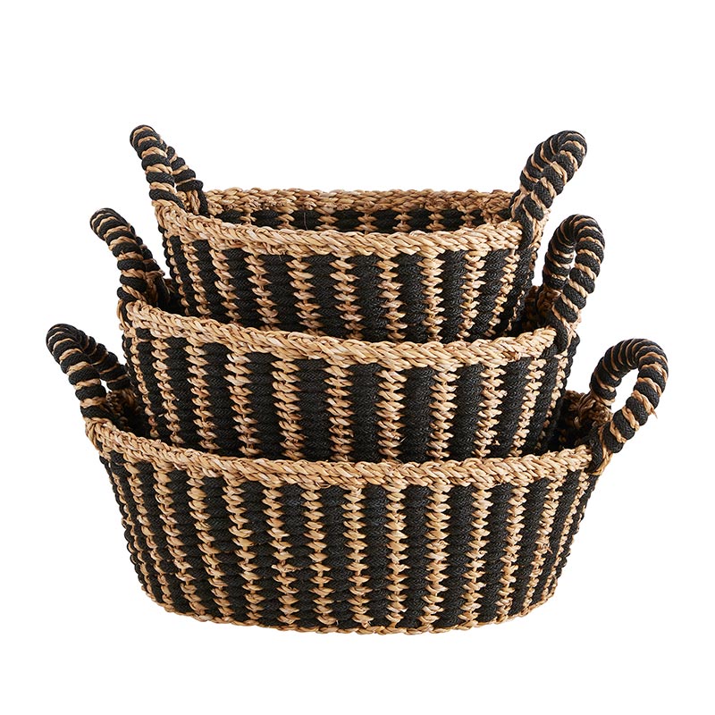 Oval Seagrass Baskets with Handles Set/3 | Cornell's Country Store