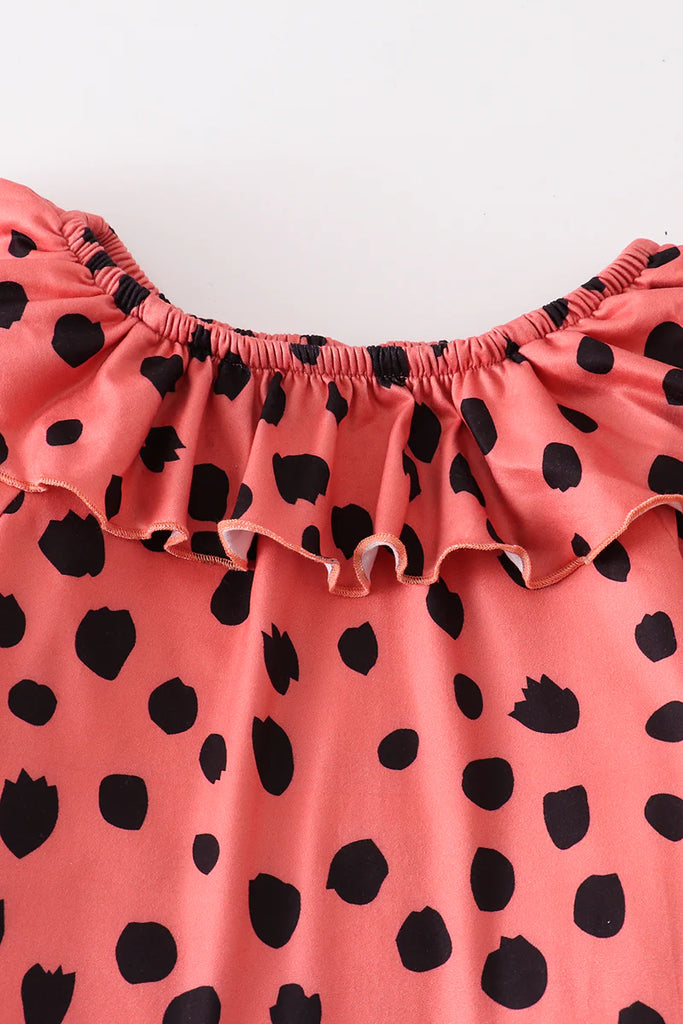 Leopard Dot Ruffle Bell Bottom Pants Set  | Cornell's Country Store