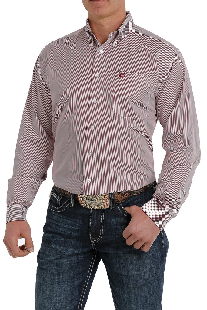 Cinch Men's Tencel Micro Stripe Button Down Western Shirt 