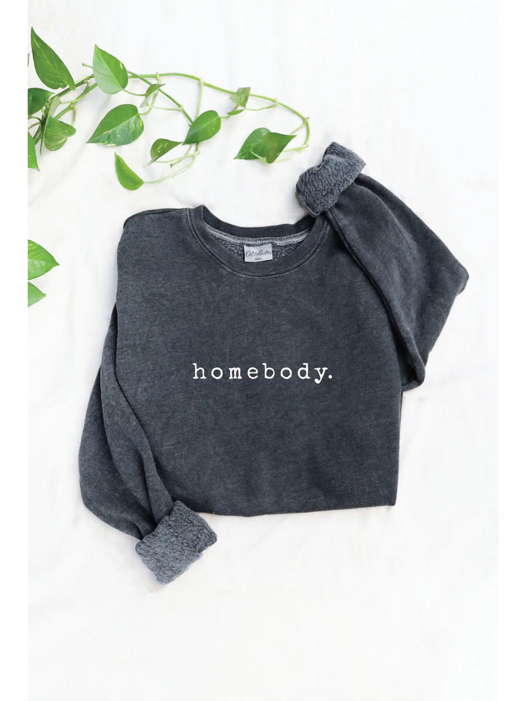 Vintage black “Homebody” sweatshirt with cozy soft fleece fabric