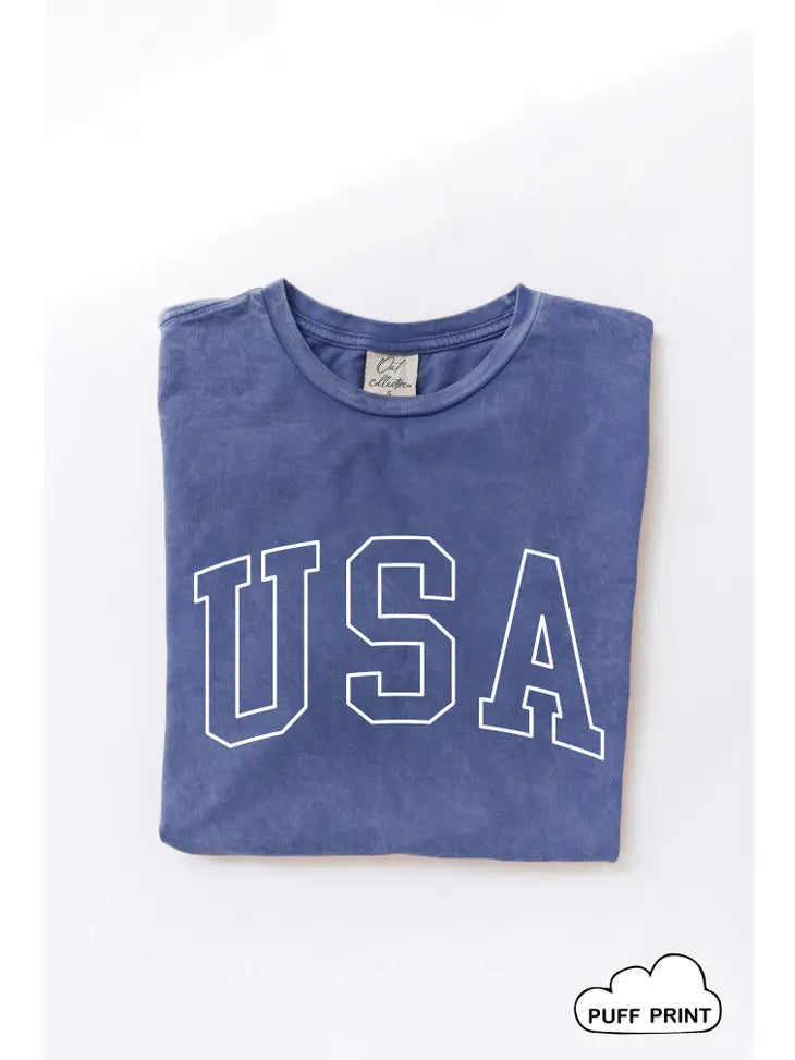 Mineral Washed USA Puff Print Tee | Cornell's Country Store