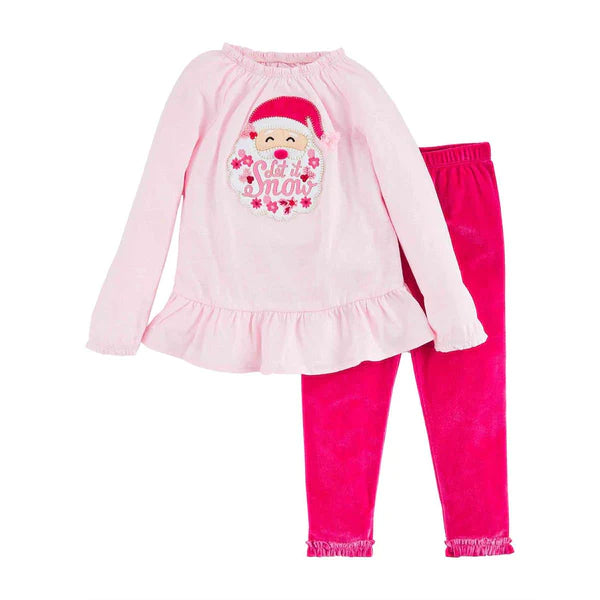 Mud Pie Pink Santa Tunic & Legging set | Cornell's Country Store