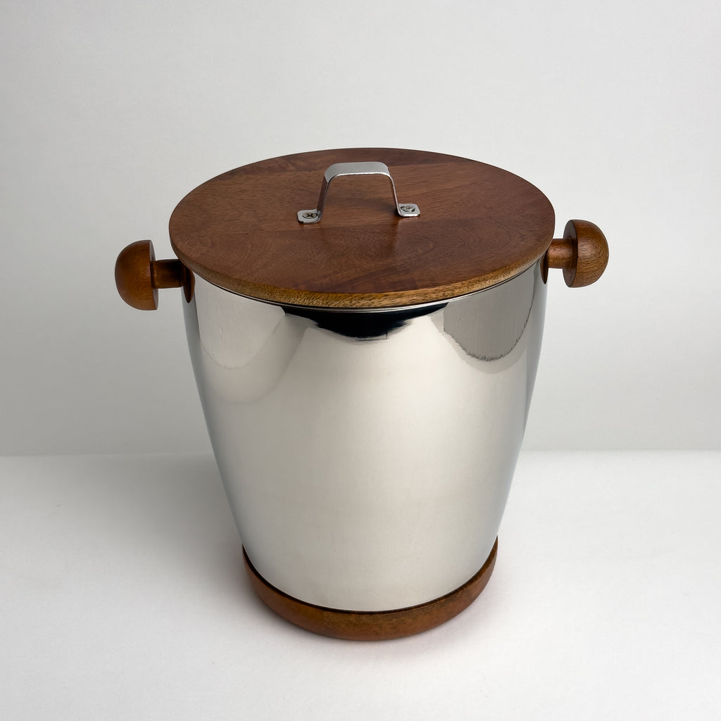 Polished Aluminum Ice Bucket w/Wood | Cornell's Country Store