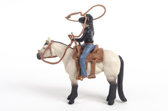 Little Buster Toys Calf Roping Kit with cowboy figurine, rope, and bridle accessories in packaging