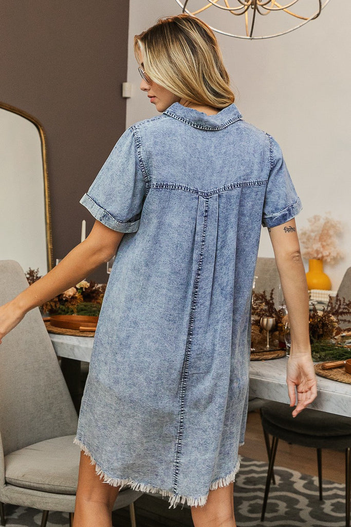 Frayed Hem Vintage Denim Dress | Cornell's Country Store