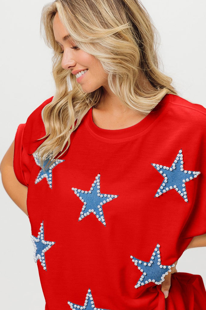 Red Top w/ Pearl Star Applique | Cornell's Country Store