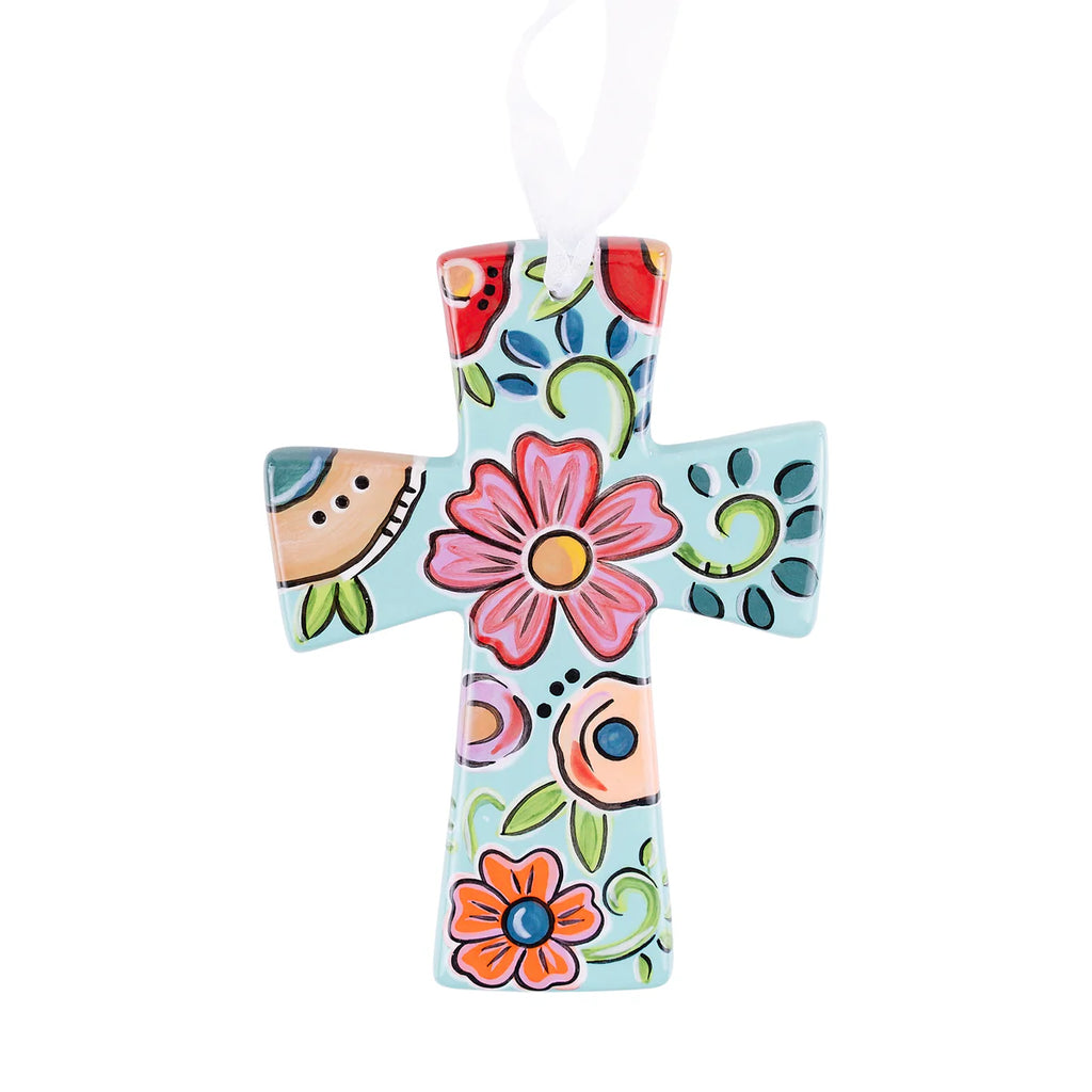 Turquoise Floral Cross by Callie Ann Stelter | Cornell's Country Store