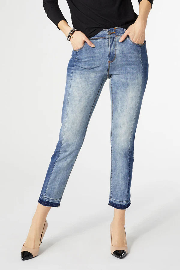 OMG Zoey Zip Boyfriend Ankle Raw Hem Jeans | Cornell's Country Store