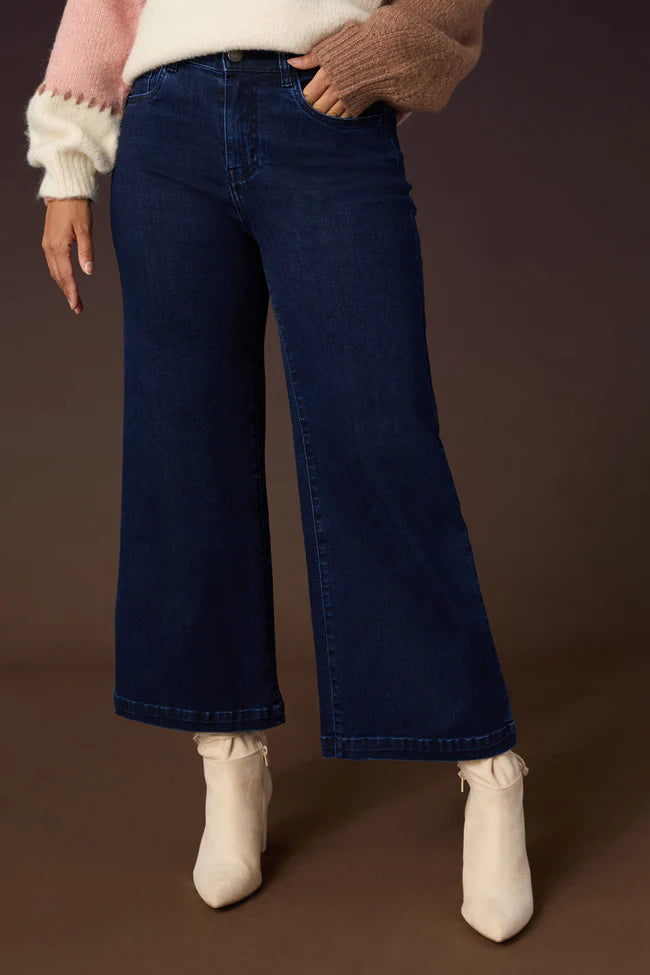 Coco + Carmen EverStretch Wide Leg Crop Jeans with soft 4-way stretch,