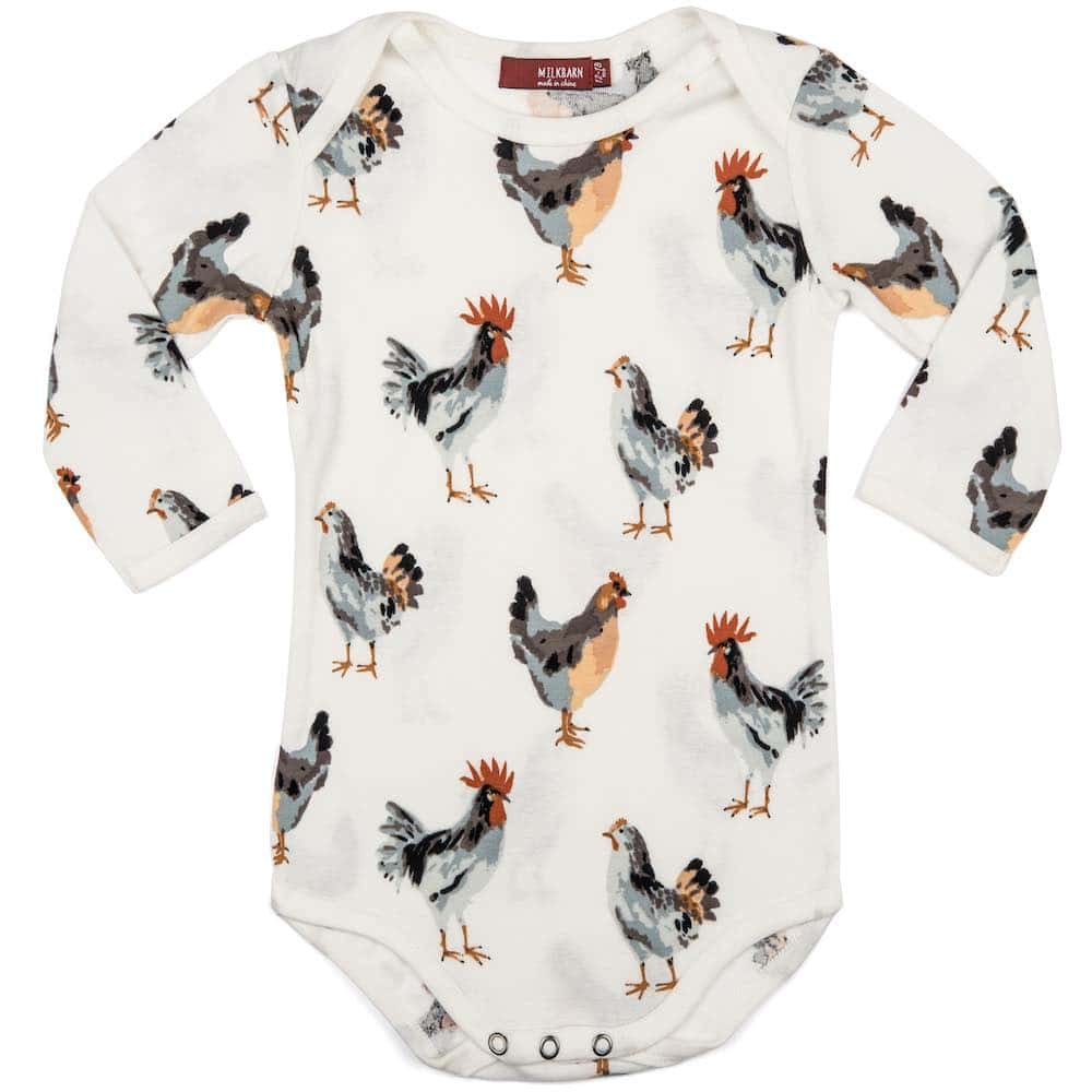 Chicken Organic Cotton Long Sleeve One Piece | Cornell's Country Store