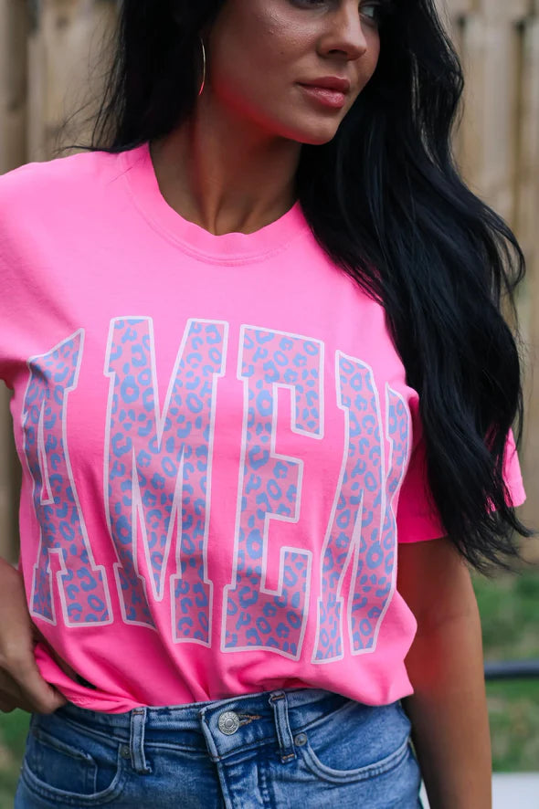 Amen Neon Pink Graphic Tee | Cornell's Country Store