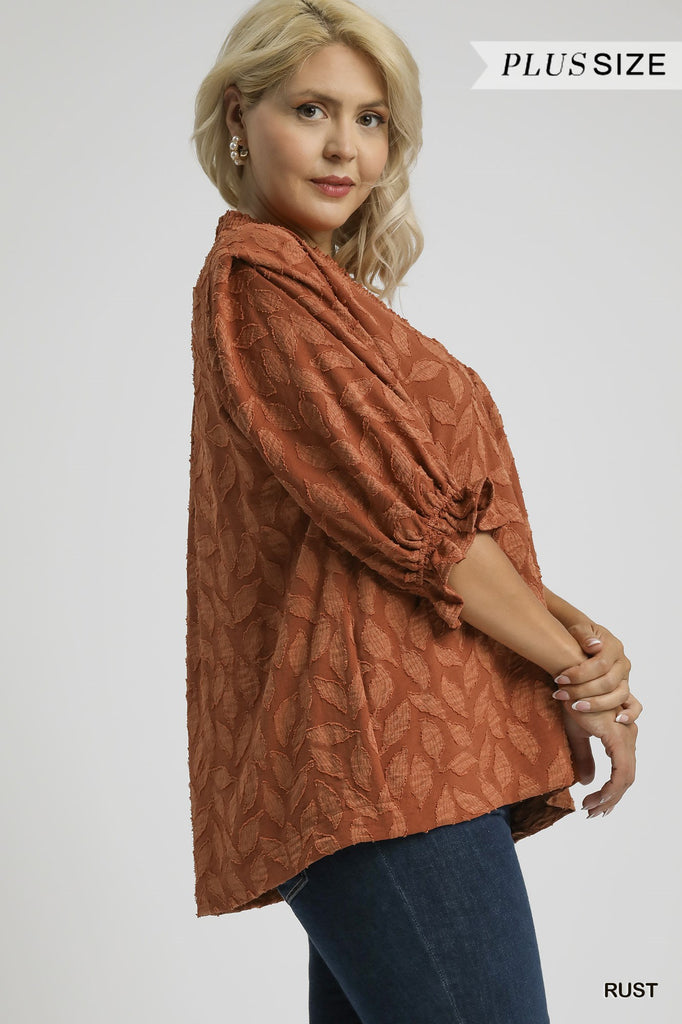 Side view showing relaxed, airy silhouette of Floral Jacquard Top