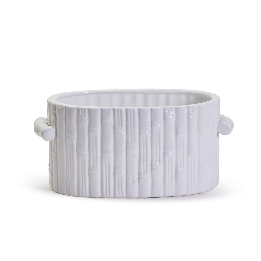 Decorative faux bamboo ceramic tub with handles