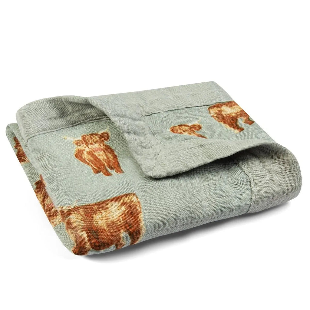 Highland Cow Mini Lovey Muslin Blanket | Cornell's Country Store