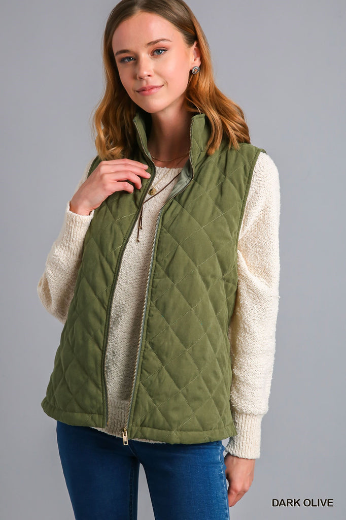 Dark Olive Quilted Vest | Cornell's Co0untry Store