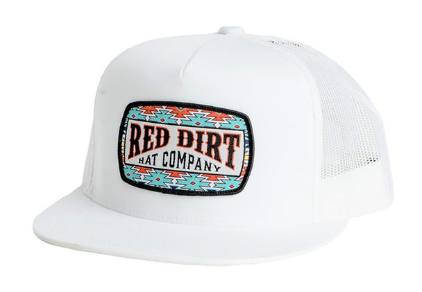 Red Dirt Hat Co. Gussied Up white snapback hat with aztec logo patch