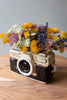 ceramic camera planter black and white vintage style vase for desk or shelf decor