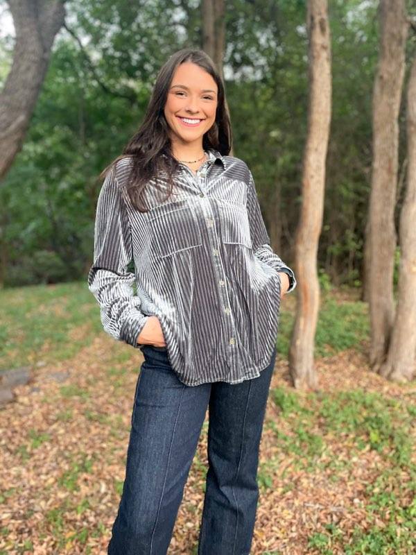 Velvet Long Sleeve Top | Cornell's Country Store