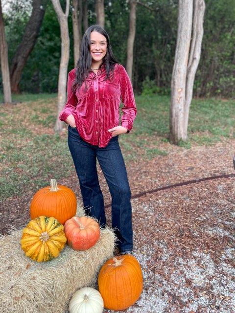 Velvet Long Sleeve Top | Cornell's Country Store