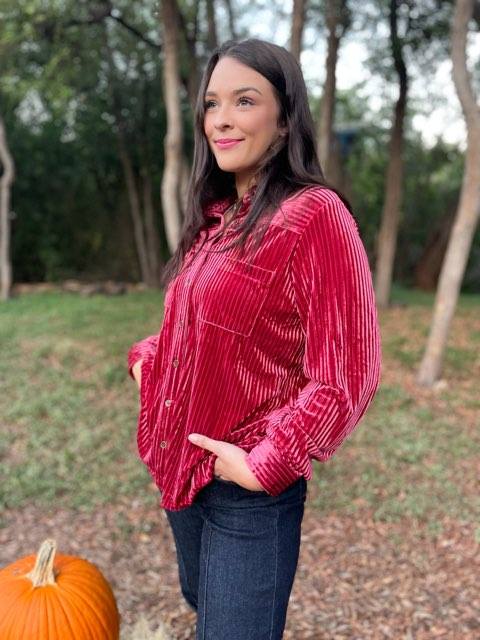 Velvet Long Sleeve Top | Cornell's Country Store