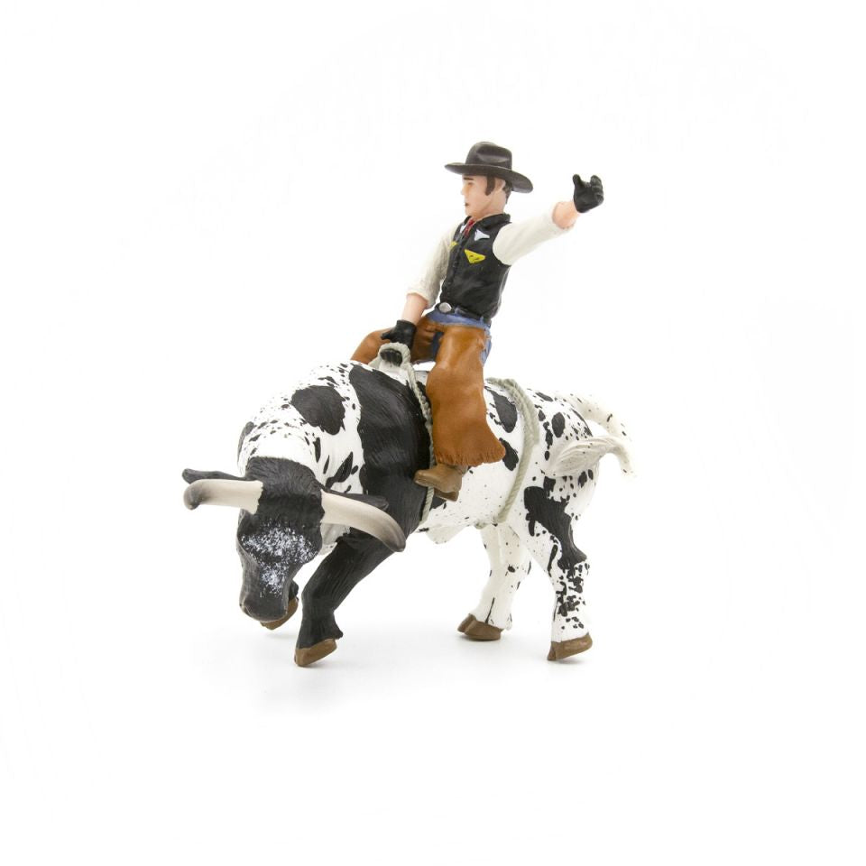 Little Buster Bucking Bull & Rider | Black & White Rodeo Toy Set
