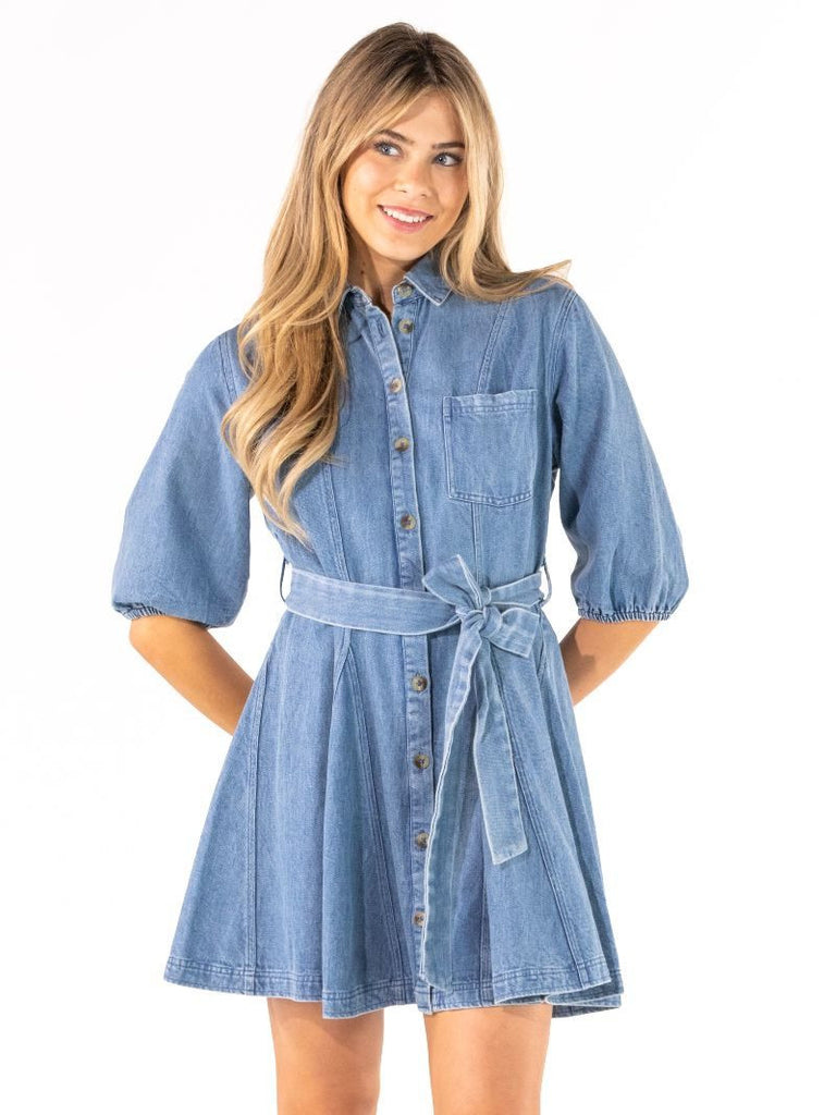Simply Southern Western Denim Button Up Dress XS