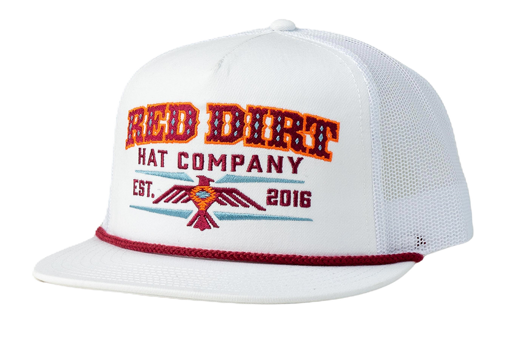 White Red Dirt Hat Company cap with Aztec Thunderbird embroidery and snapback closure