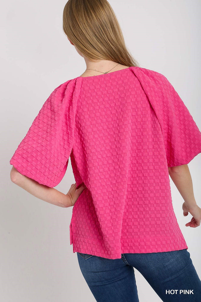 Jacquard Puff Sleeve Top | Cornell's Country Store