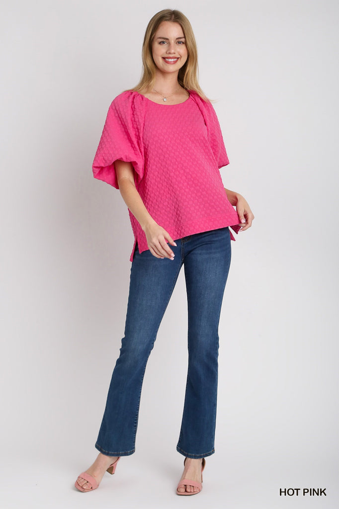 Jacquard Puff Sleeve Top | Cornell's Country Store