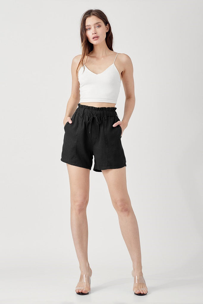 Black Linen Pull On Shorts | Cornell's Country Store