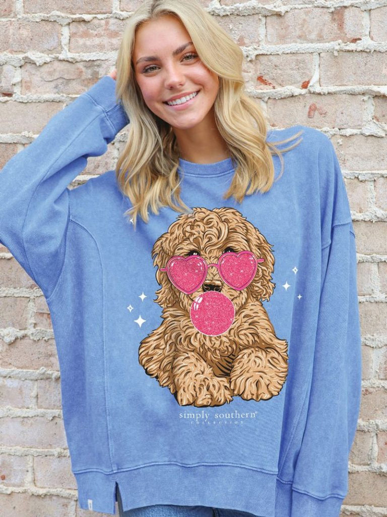 Simply Southern Azure Blue Dog Sweatshirt | Cornell's Country Store