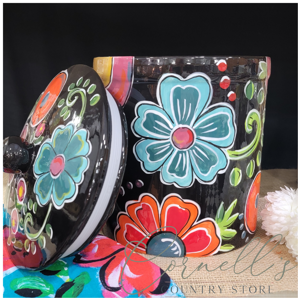 Black Floral Canister | Cornell's Country Store