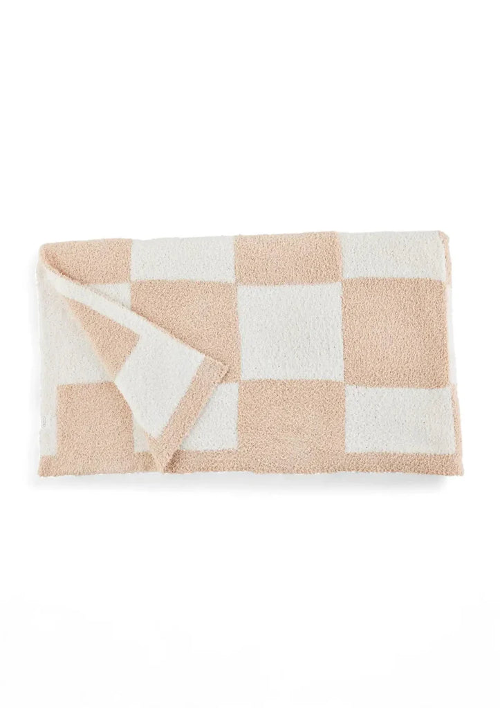 Mud Pie Tan Chenille Checked Blanket | Cornell's Country Store