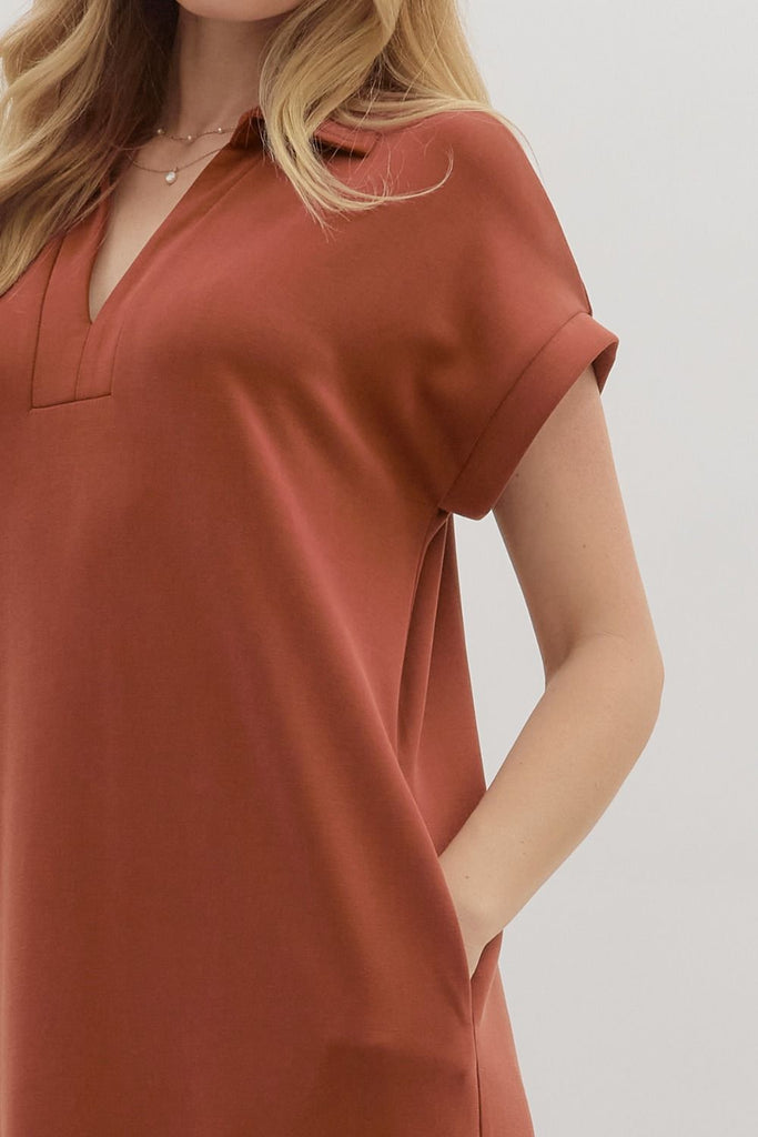 Sleeve and V neck detail of Autumn Stroll Midi 