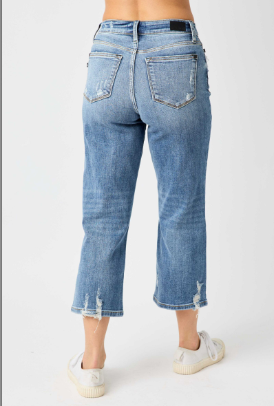 Judy Blue Hi Waist Button Fly Cropped Jeans | Cornell's Country Store