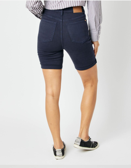 Judy Blue Navy Tummy Control Bermuda Shorts | Cornell's Country Store