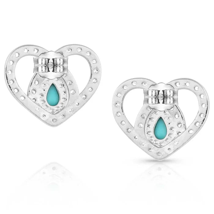 Angel Heart Crystal Turquoise Post Earrings | Cornell's Country Store