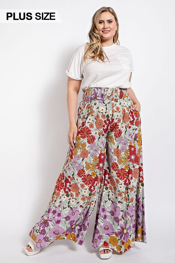 Lavender Floral Wide Leg Pants | Cornell's Country Store