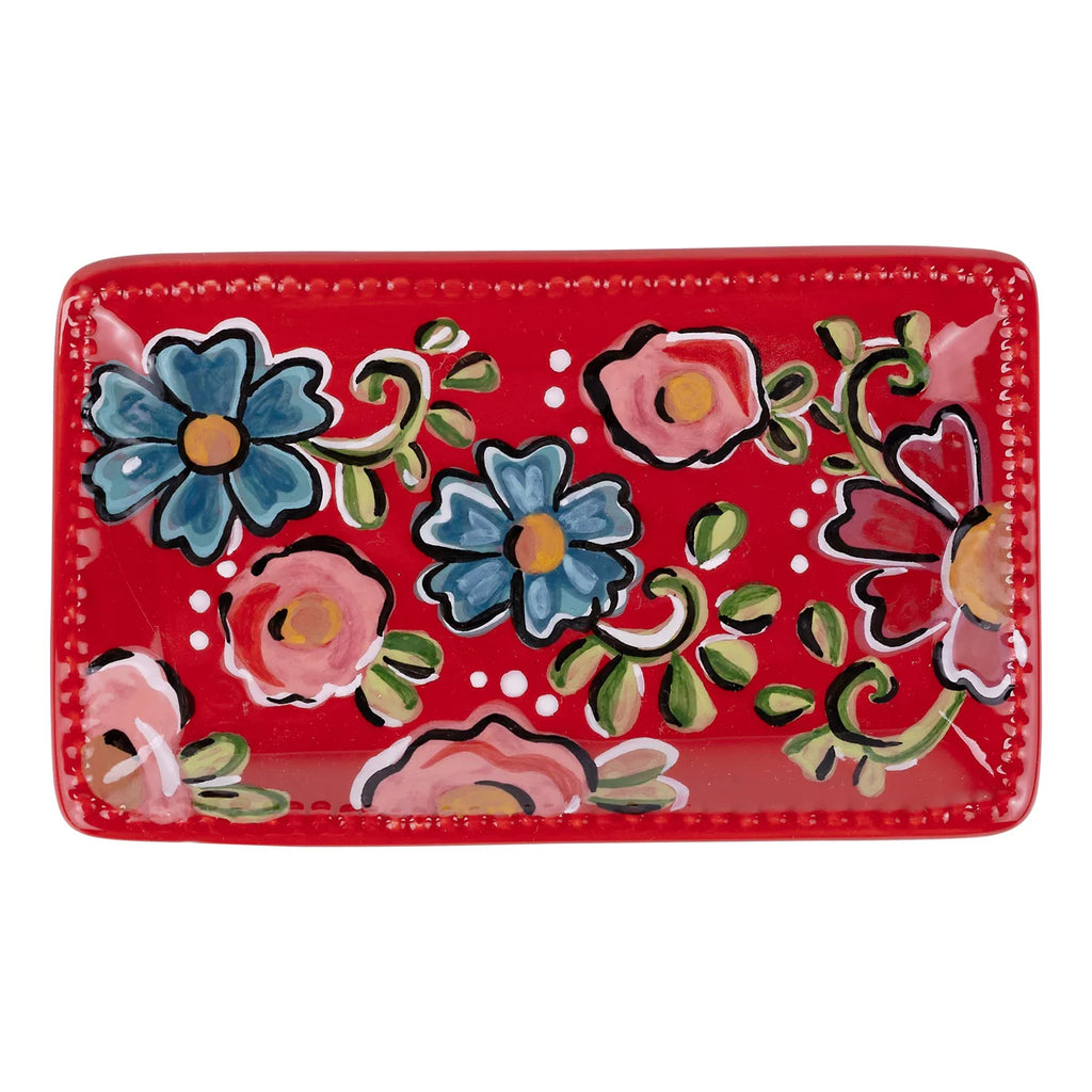 Red Floral Trinket Tray | Cornell's Country Store